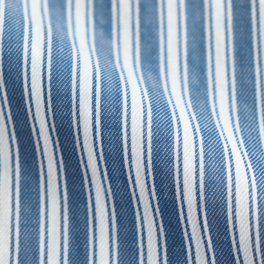 綿ツイルストライプ×綿タイプライター S/Sシャツ #BLUE [HO-B019-051]