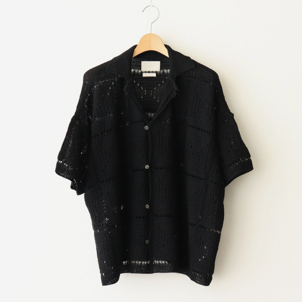 CROCHET KNIT SHIRT #BLACK [YK25SS001011S]