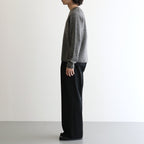 LIGHT WOOL MAX GABARDINE TWO-TUCK SLACKS #TOP BLACK [A26AP06MG]