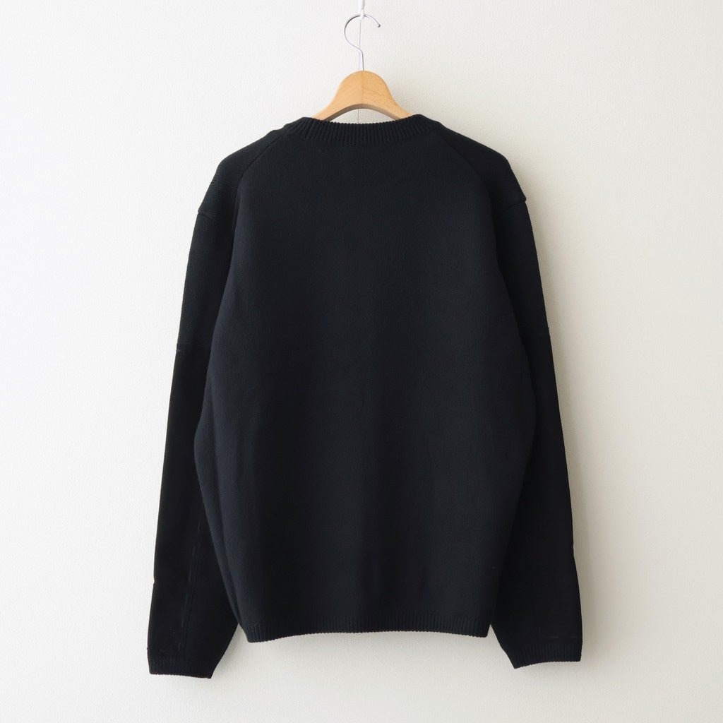 Suede Leather Elbow Patch Sweater #BLACK [YK25FW01108S]