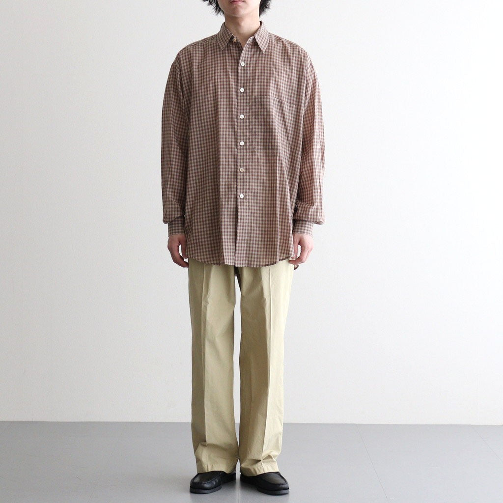 GARMENT-DYED FINX SHUTTLE WEATHER ONE-TUCK SLACKS #KHAKI BEIGE [A26SP03SW]