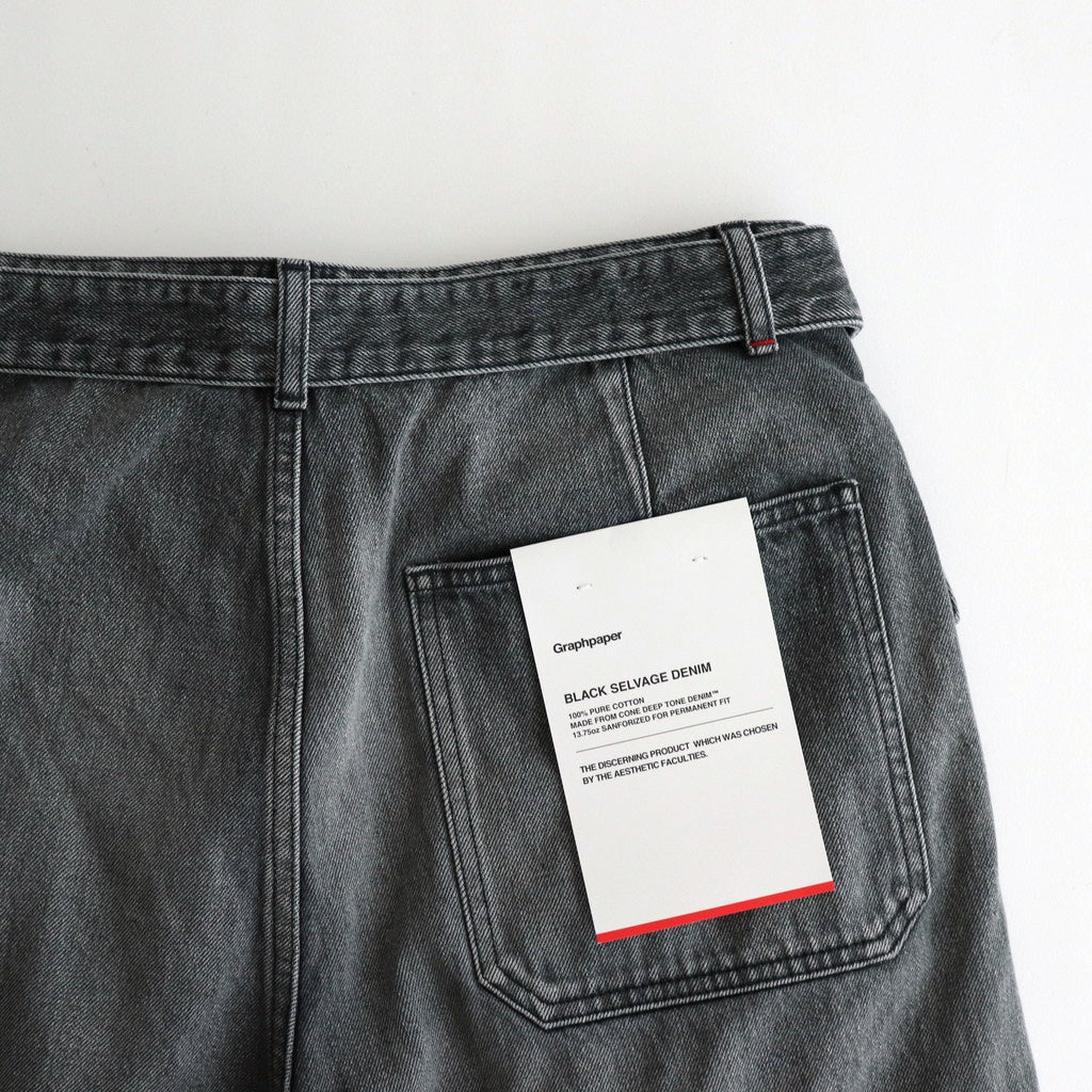 Selvage Denim Belted Pants #BLACK LIGHT FADE [GU251-40192LB]