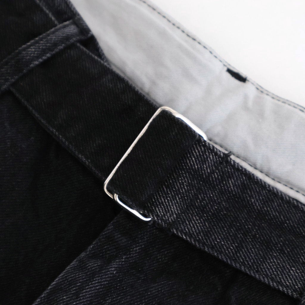 Selvage Denim Belted Pants #BLACK_DARK FADE [GU261-40064DB]
