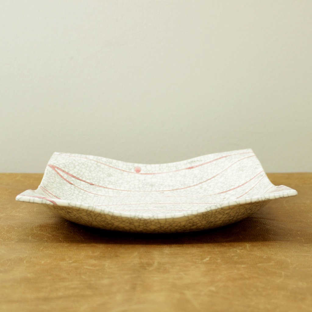 スクエア皿 大 #貫入 コーラル流し