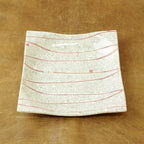 スクエア皿 大 #貫入 コーラル流し