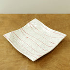 スクエア皿 大 #貫入 コーラル流し