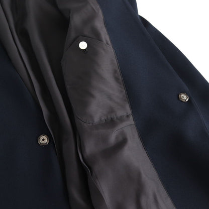 NNCJK｜Acetate &amp; Polyester Light Crepe Double Cross Collarless Jacket #NAVY [NK-NC905JK]