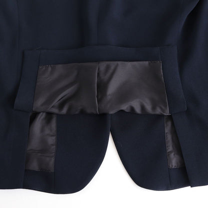 NNCJK｜Acetate &amp; Polyester Light Crepe Double Cross Collarless Jacket #NAVY [NK-NC905JK]