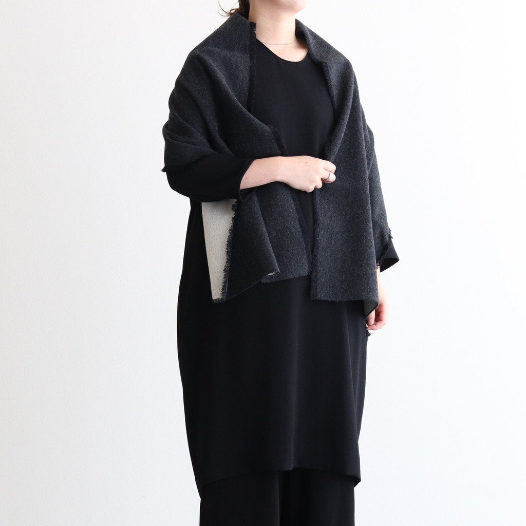 NRVST｜ラムウール&コットンヘビーダブルクロス ストール #DARK GREY&OFF WHITE [A9-NC214SL]
