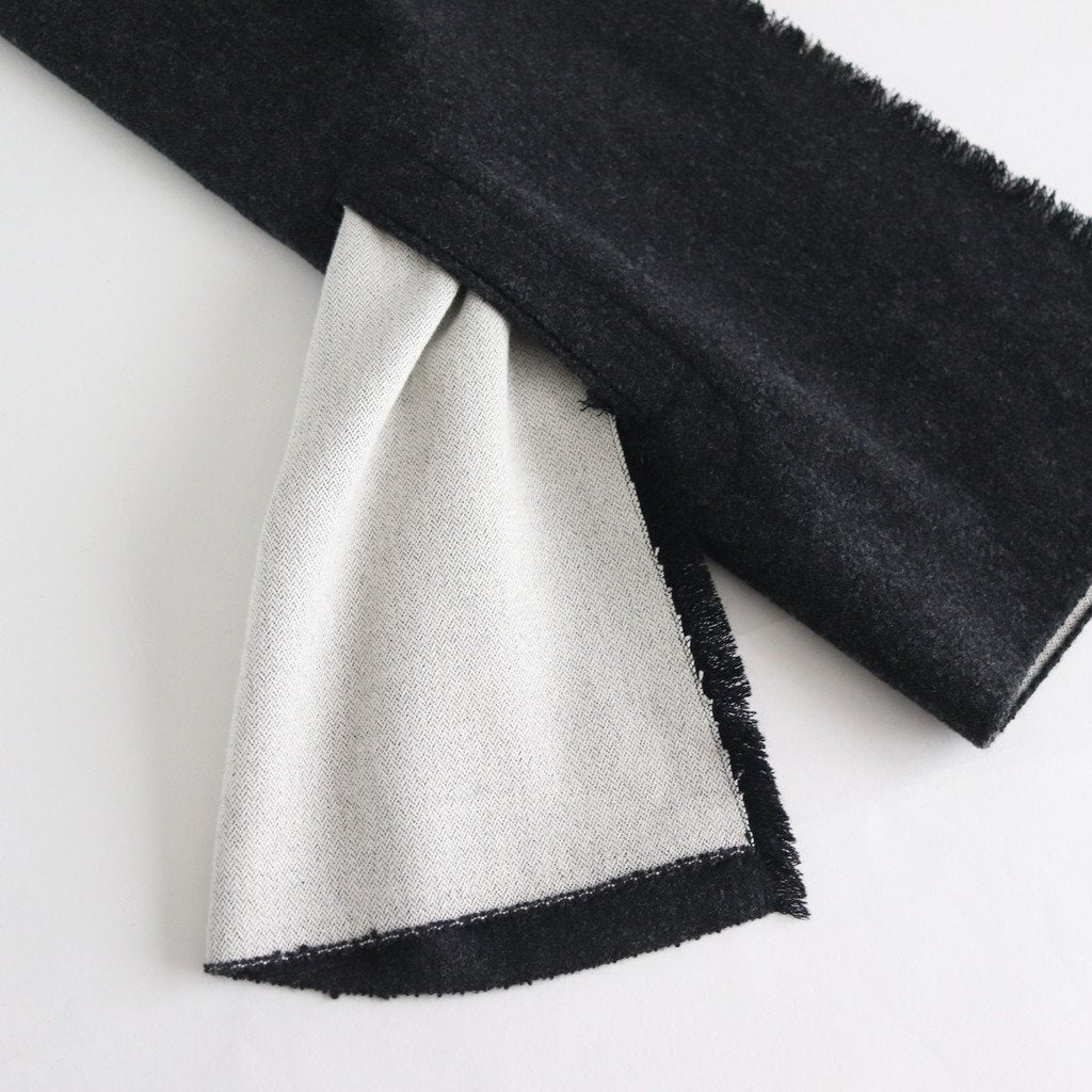 NRVST｜ラムウール&コットンヘビーダブルクロス ストール #DARK GREY&OFF WHITE [A9-NC214SL]