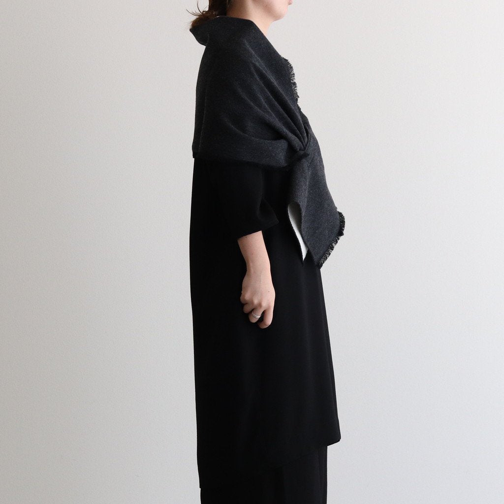 NRVST｜ラムウール&コットンヘビーダブルクロス ストール #DARK GREY&OFF WHITE [A9-NC214SL]