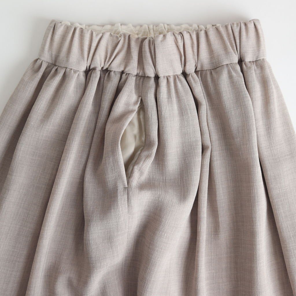 NGLSK｜トリアセテート&ポリエステルスラブボイル ギャザースカート #SMOKE BEIGE [S0-NC186SK]