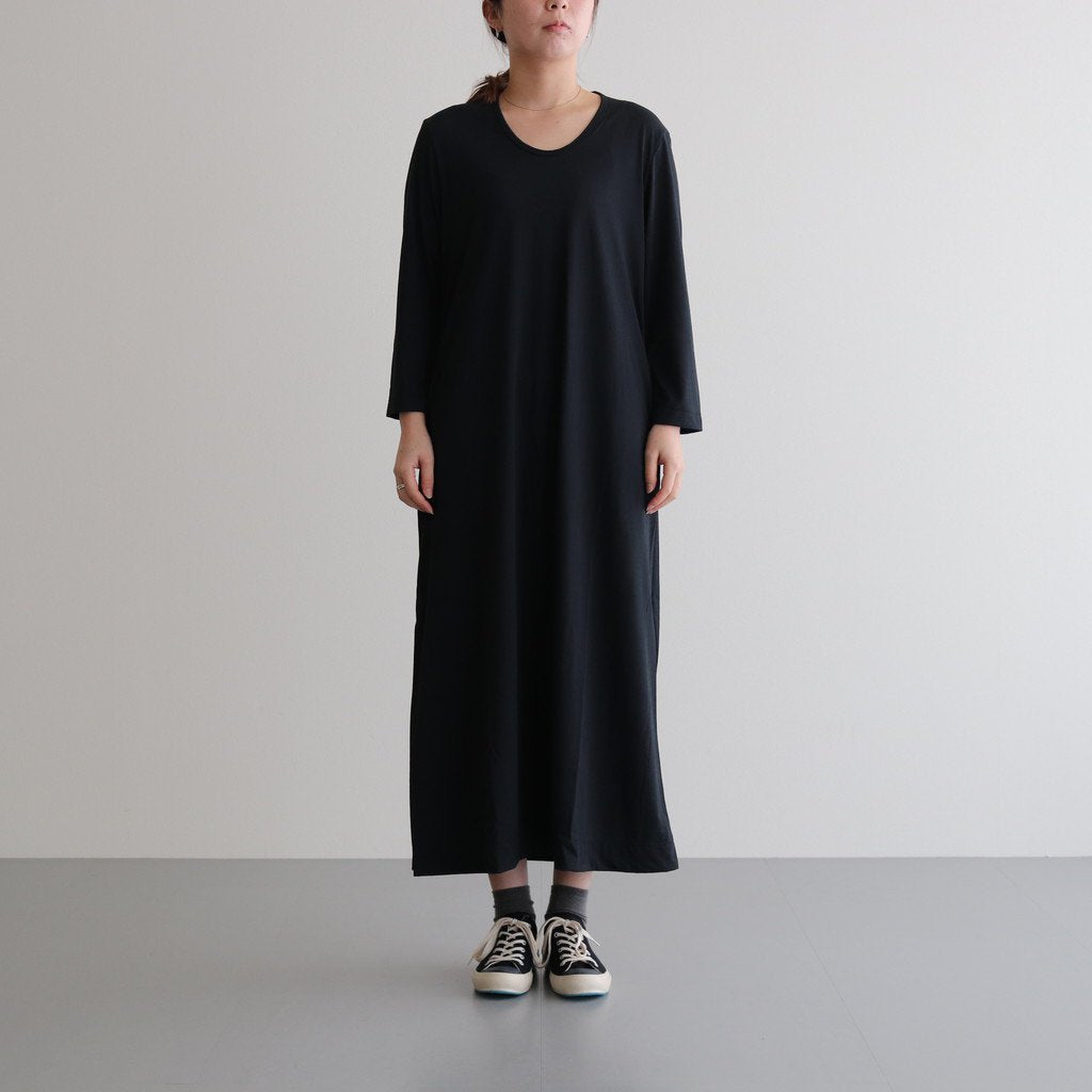 NRLTO｜ポリエステルスパン天竺 ロングワンピース #BLACK [S0-NC103TO]