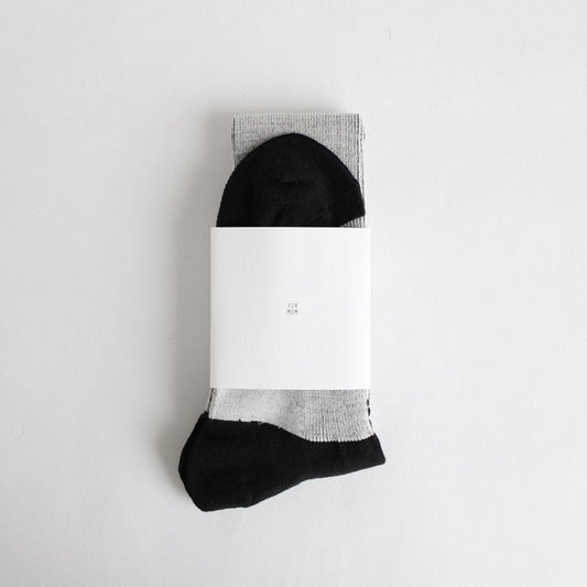 LANA01｜3/72 17.5μ wool socks #BK(HEEL,TOE)×WHITE [FA15041]