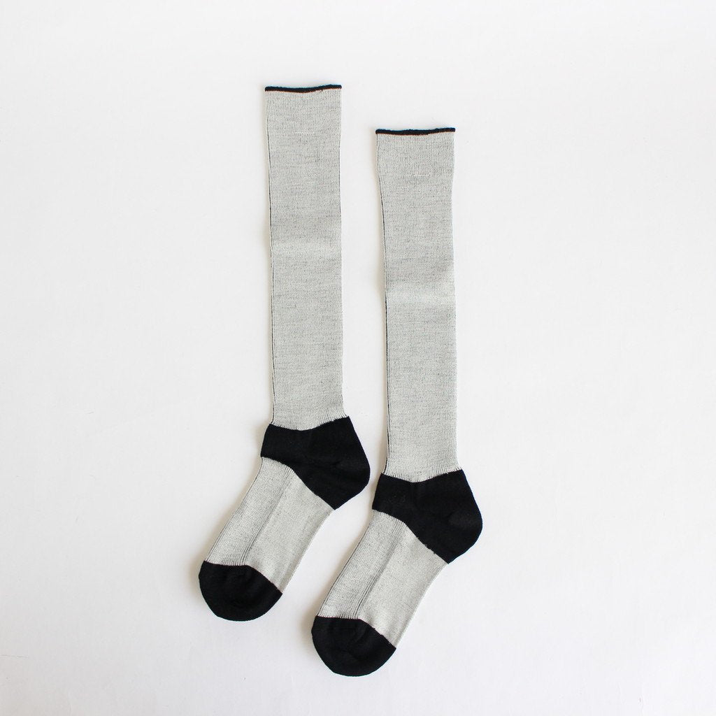 LANA01｜3/72 17.5μ ウールソックス #BK(HEEL,TOE)×WHITE [FA15041]