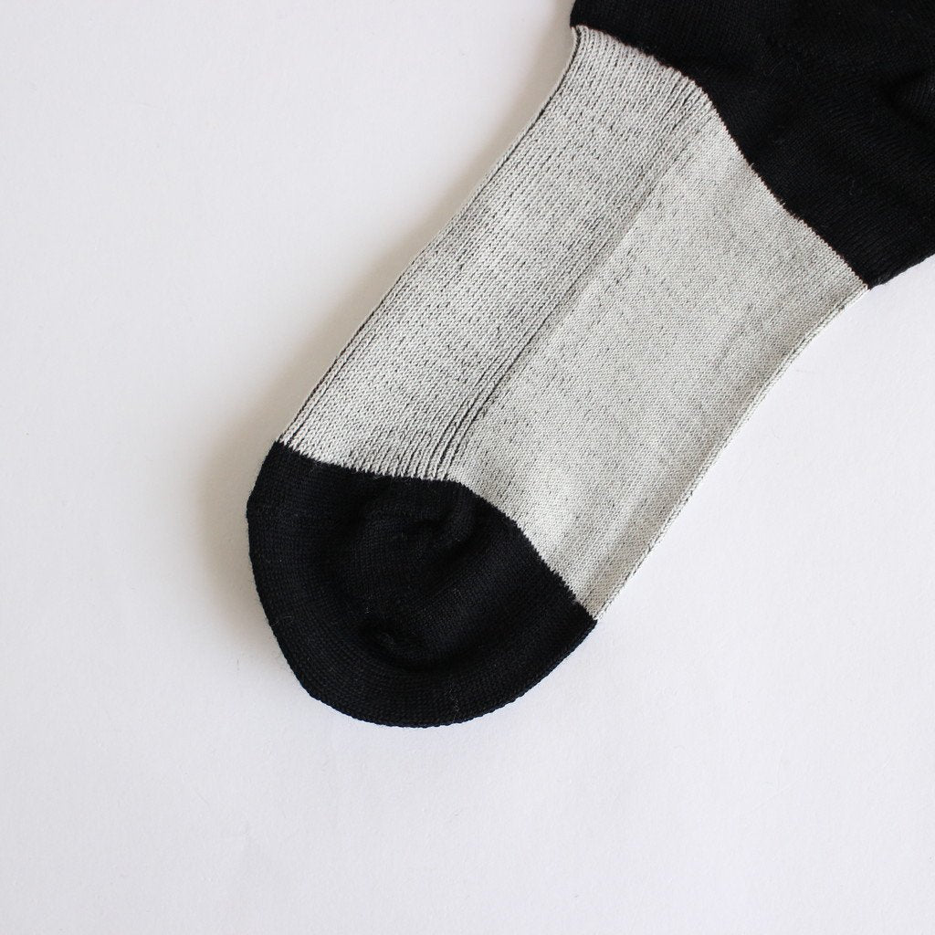 LANA01｜3/72 17.5μ ウールソックス #BK(HEEL,TOE)×WHITE [FA15041]