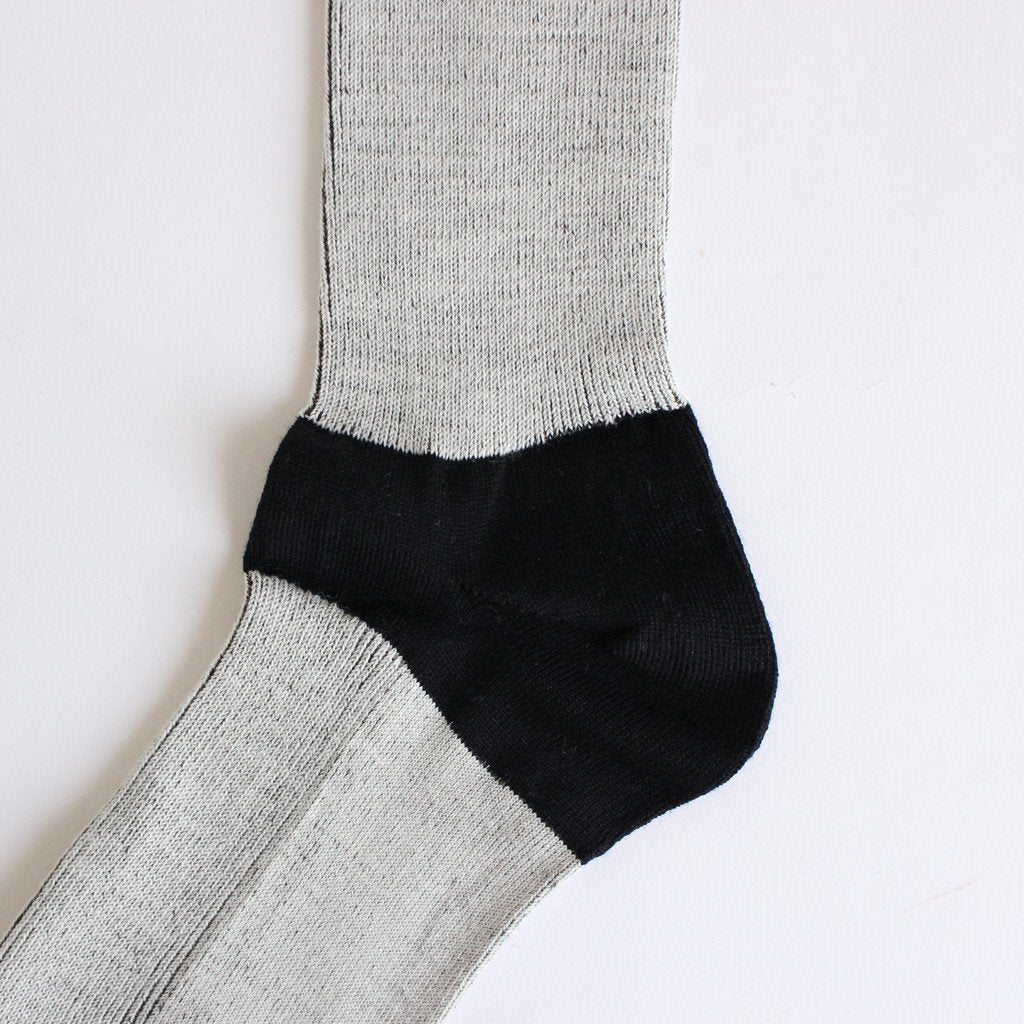 LANA01｜3/72 17.5μ ウールソックス #BK(HEEL,TOE)×WHITE [FA15041]