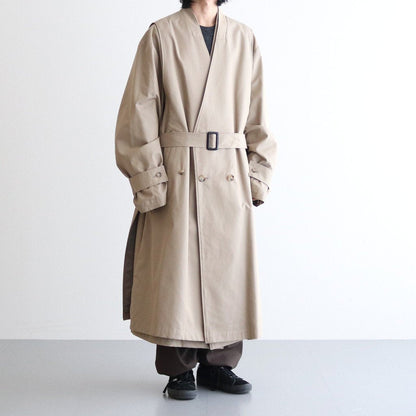 OVERSIZED LINEAR NO COLLAR COAT #BEIGE [ST.173-2]