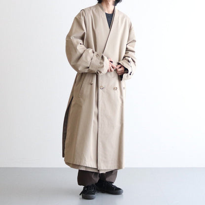 OVERSIZED LINEAR NO COLLAR COAT #BEIGE [ST.173-2]