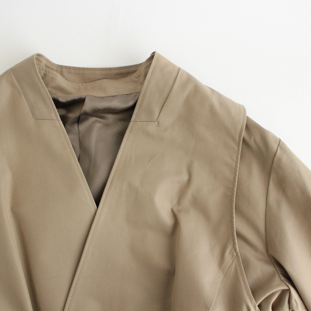 OVERSIZED LINEAR NO COLLAR COAT #BEIGE [ST.173-2]