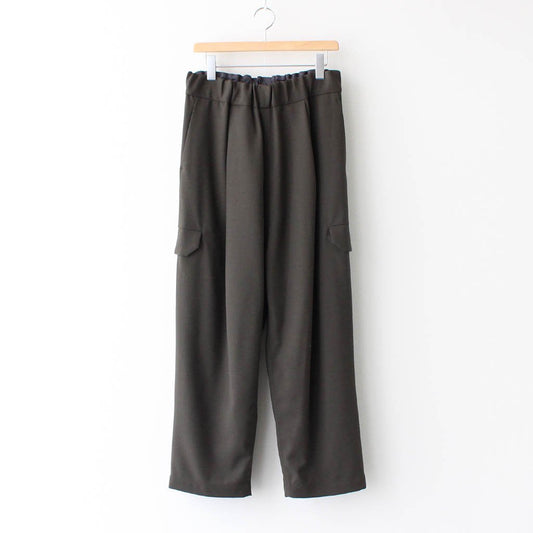 NSLPT｜Four stranded wool calze tuck wide tapered cargo easy pants #OLIVE [A0_NC183PF]
