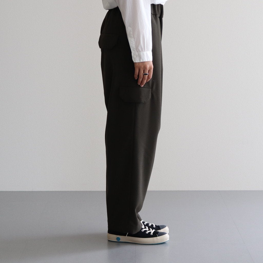 NSLPT｜四子撚りウールカルゼタックワイドテーパードカーゴイージーパンツ #OLIVE [A0_NC183PF]