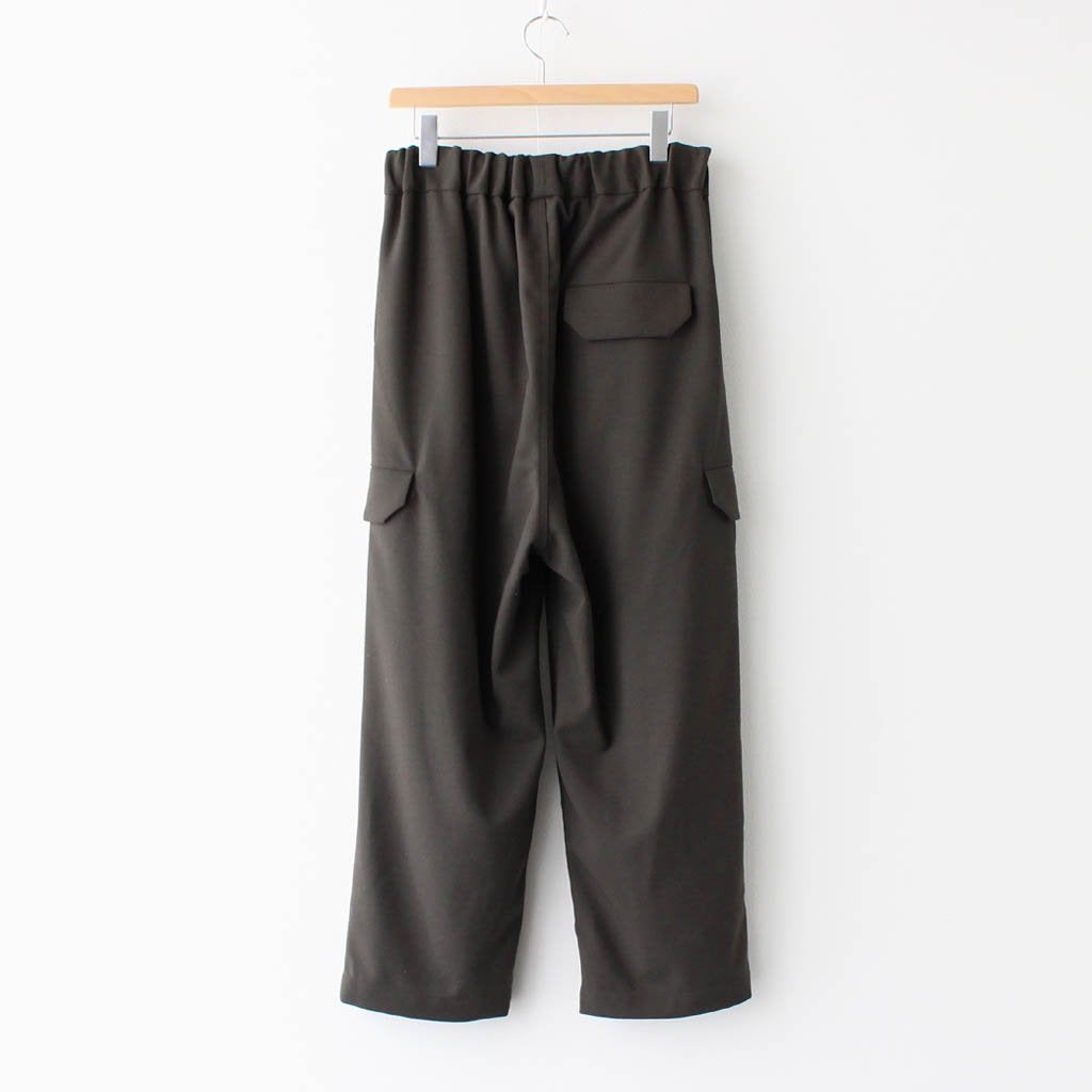 NSLPT｜四子撚りウールカルゼタックワイドテーパードカーゴイージーパンツ #OLIVE [A0_NC183PF]