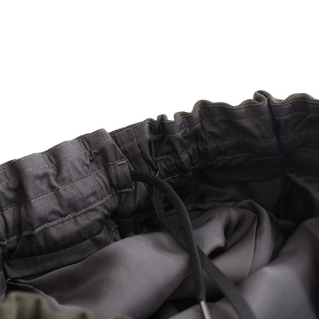 NSLPT｜四子撚りウールカルゼタックワイドテーパードカーゴイージーパンツ #OLIVE [A0_NC183PF]