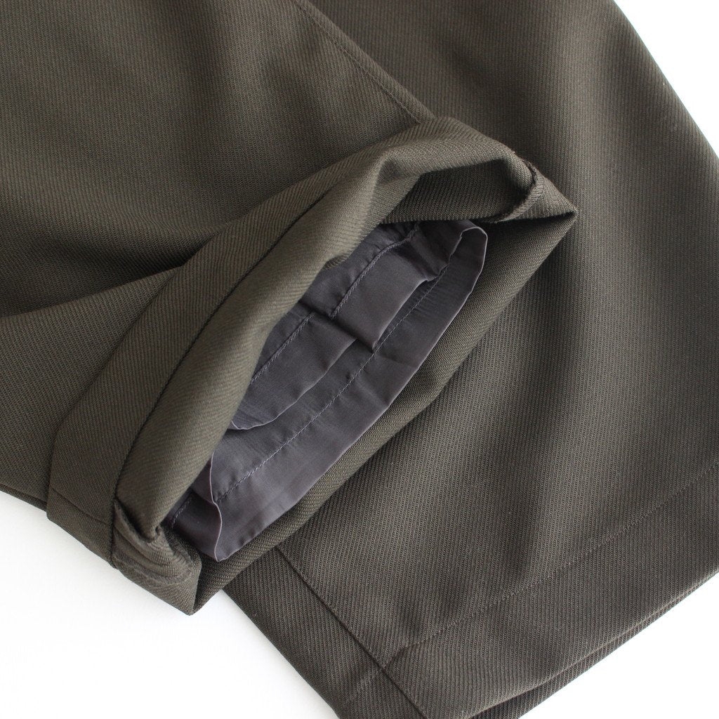 NSLPT｜四子撚りウールカルゼタックワイドテーパードカーゴイージーパンツ #OLIVE [A0_NC183PF]