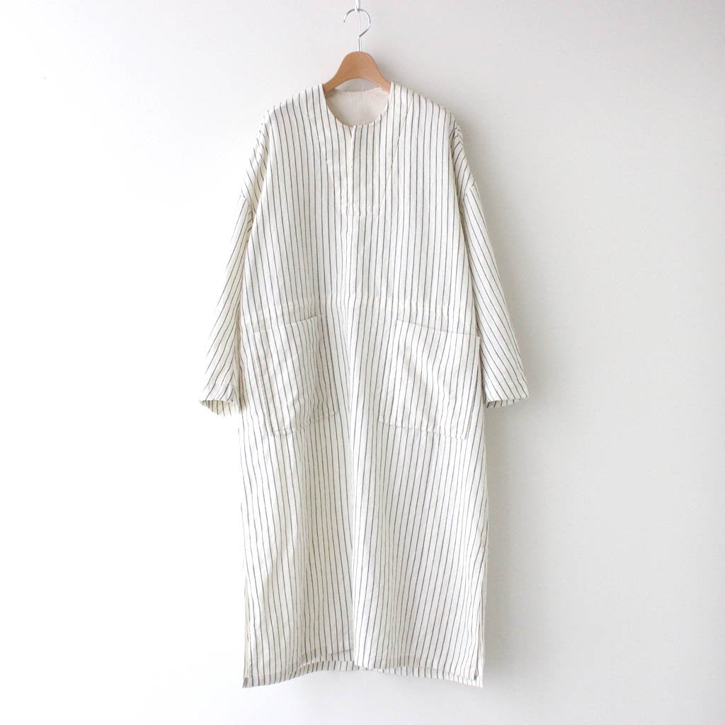 FLGPO｜ウールリネンヘリンボン・ストライプ オーバーサイズロングレングスプルオーバー #NATURAL×NAYY STRIPE [A0_FR173PO]