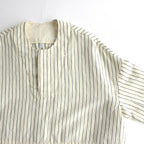 FLGPO｜Wool Linen Herringbone Stripe Oversized Long Length Pullover #NATURAL×NAYYY STRIPE [A0_FR173PO]