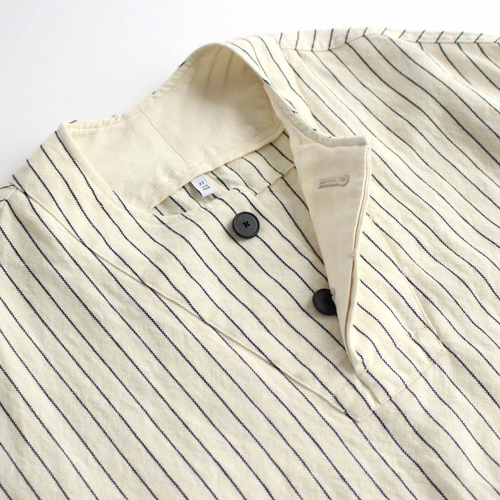 FLGPO｜Wool Linen Herringbone Stripe Oversized Long Length Pullover #NATURAL×NAYYY STRIPE [A0_FR173PO]