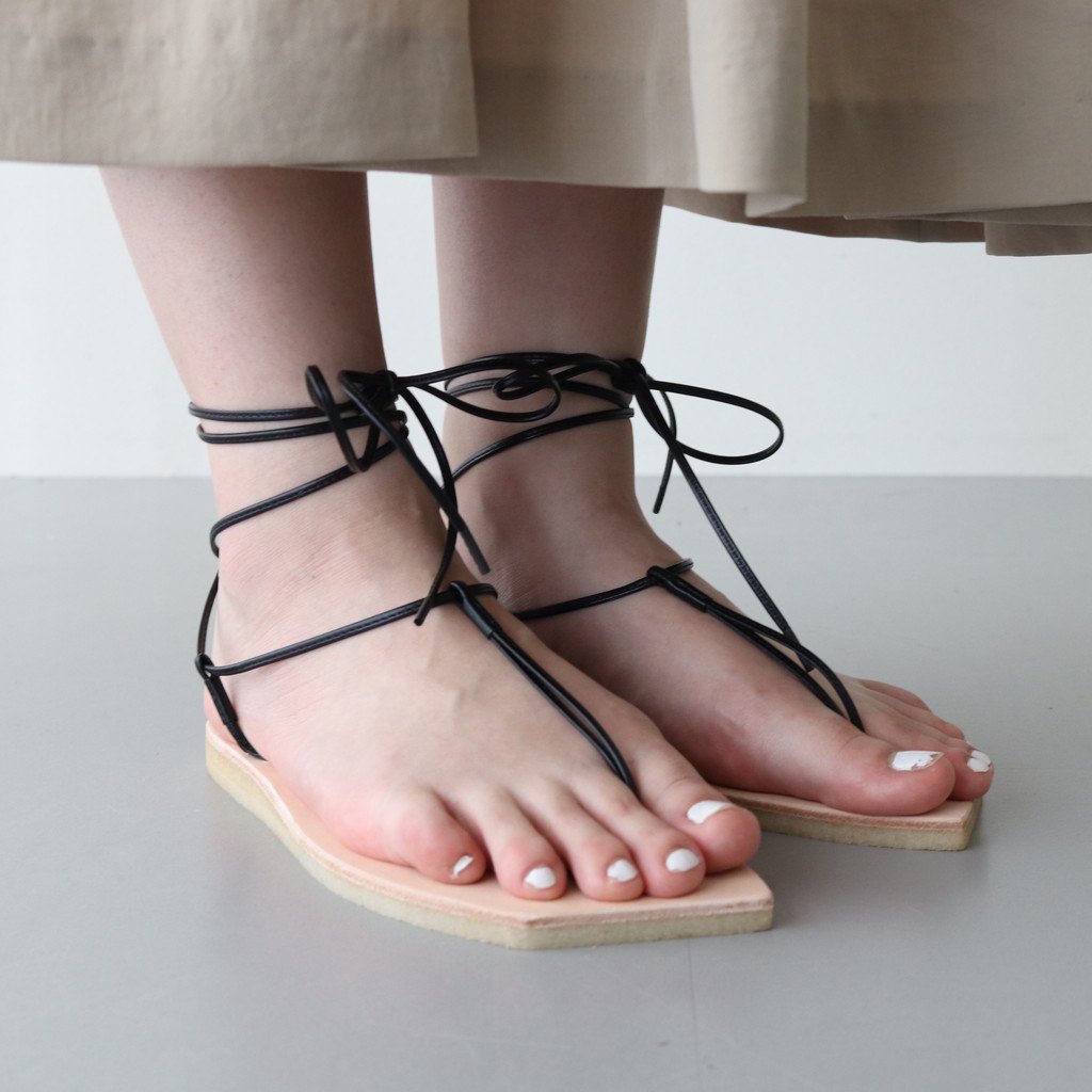 LEATHER LACE-UP SANDALS MADE BY FOOT THE COACHER #NATURAL