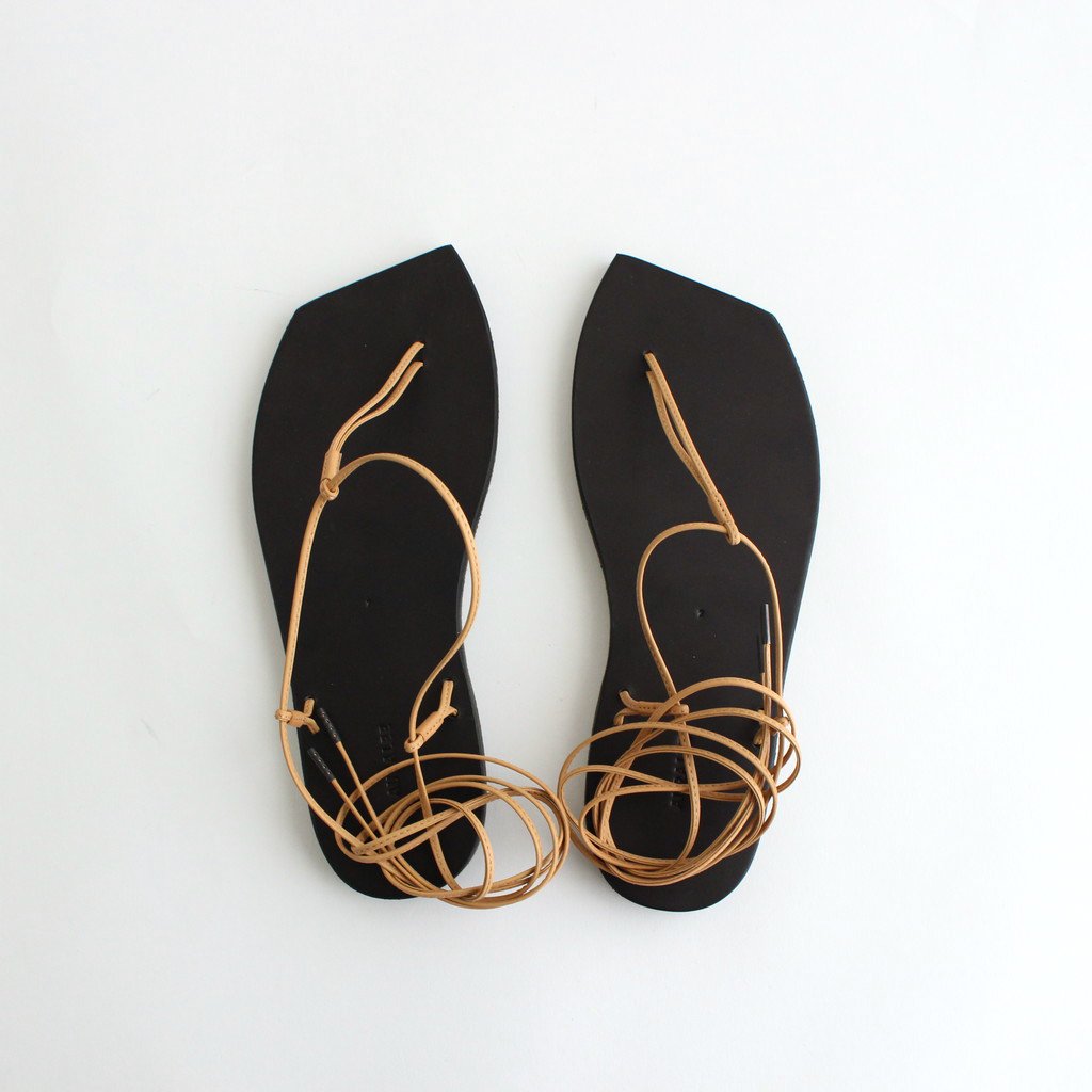 LEATHER LACE-UP SANDALS MADE BY FOOT THE COACHER #BLACK [A21SS04FT]