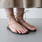 LEATHER LACE-UP SANDALS MADE BY FOOT THE COACHER #BLACK [A21SS04FT]