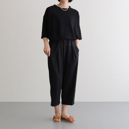 FFNDPT | Polycore linen canvas 1 tuck easy pants #BLACK [AR_FR075PF]