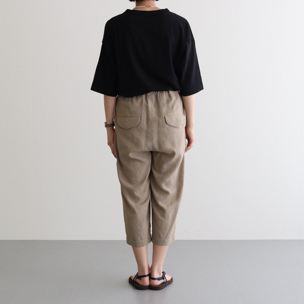 FFNDPT | Melange multi-linen plain weave 1 tuck easy pants #MOSS GREYMIX [AR_FR116PF]