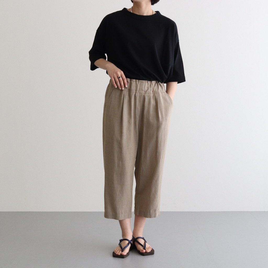 FFNDPT | Melange multi-linen plain weave 1 tuck easy pants #MOSS GREYMIX [AR_FR116PF]