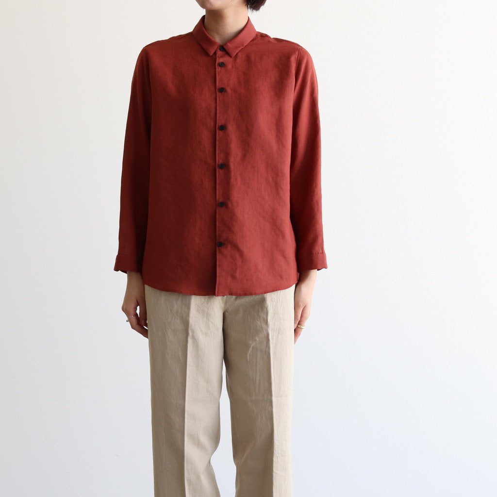 FCVSH | Slab triacetate gauze small collar wide shirt #TERRACOTTA [AR_FR011SF]