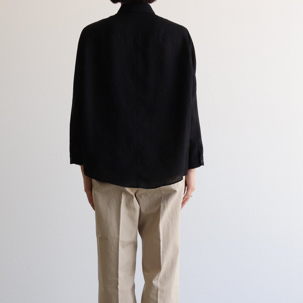 FCVSH | スラブトリアセテート・ガーゼ スモールカラーワイドシャツ #BLACK [AR_FR011SF]