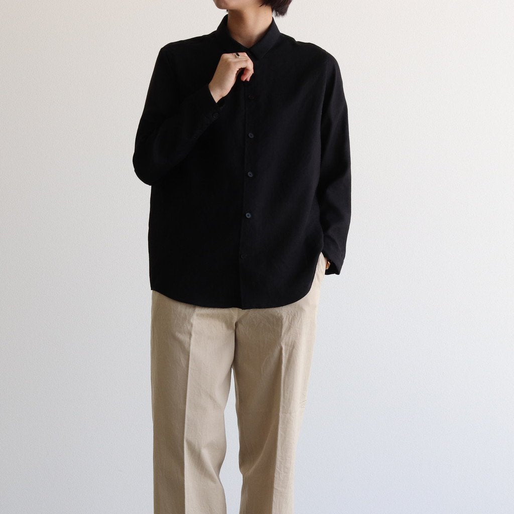 FCVSH | スラブトリアセテート・ガーゼ スモールカラーワイドシャツ #BLACK [AR_FR011SF]