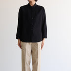 FCVSH | スラブトリアセテート・ガーゼ スモールカラーワイドシャツ #BLACK [AR_FR011SF]