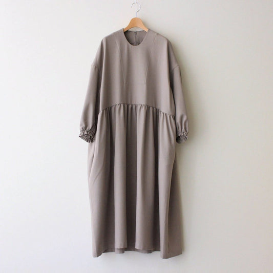 NGSGOP | Polyester Furano Twill Gathered Dress #PALE GREIGE [CW_NC034OP]
