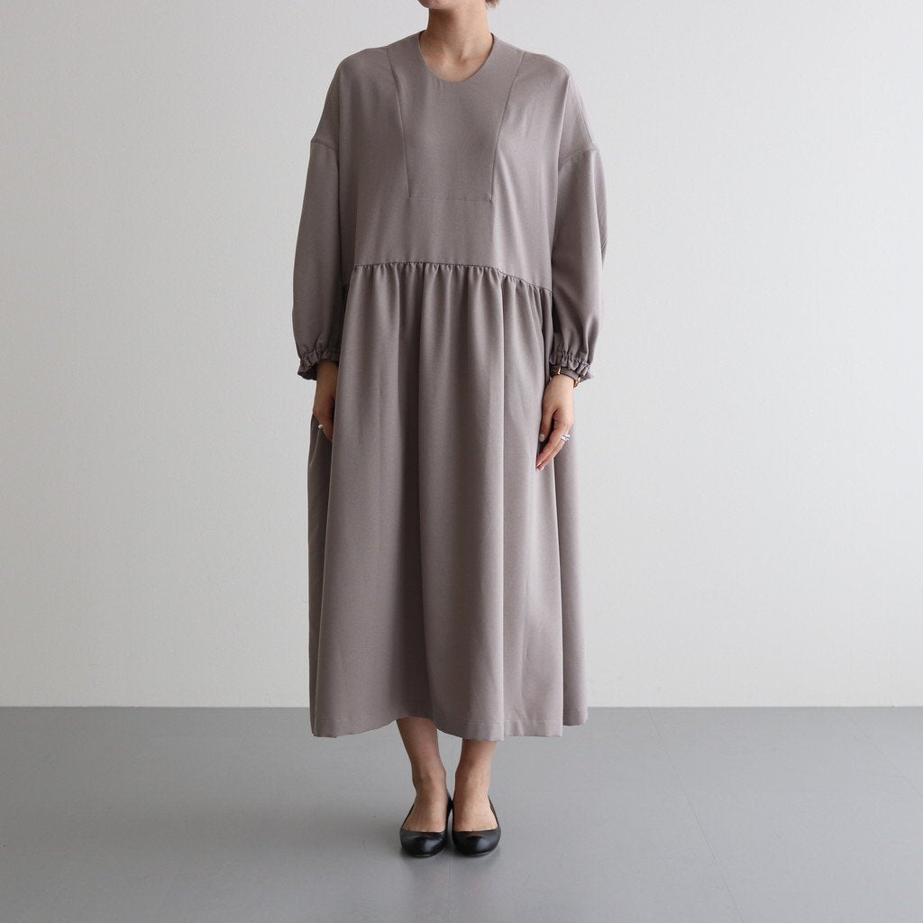 NGSGOP | Polyester Furano Twill Gathered Dress #PALE GREIGE [CW_NC034OP]