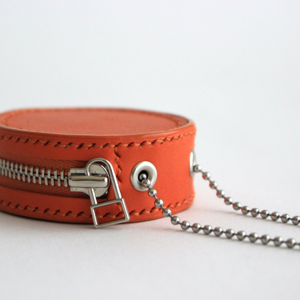 SMOOTHED COW LEATHER OVAL ZIP CASE #ORANGE [B01O_CO-15] _ ED