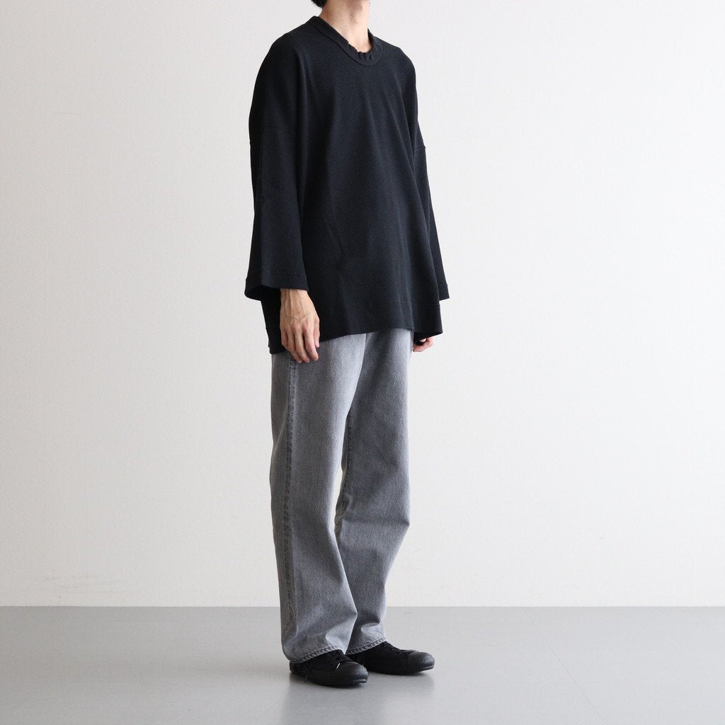 FSSOT | Cross-knit light waffle knit crew neck oversize pullover #95 BLACK [TA_FR033TF]