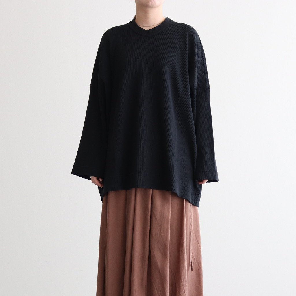 FSSOT | Cross-knit light waffle knit crew neck oversize pullover #95 BLACK [TA_FR033TF]