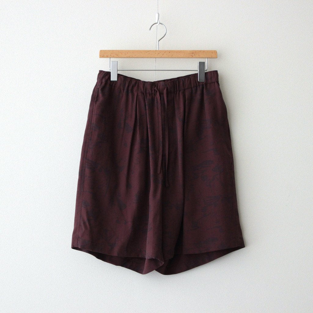 PRINTED EASY WIDE SHORTS #BORDEAUX [YK22SS0326P]