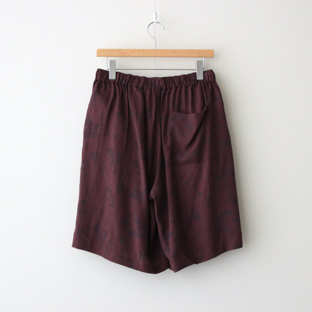 PRINTED EASY WIDE SHORTS #BORDEAUX [YK22SS0326P]