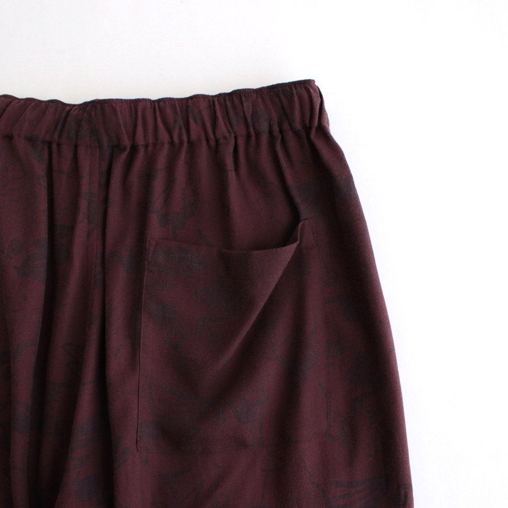 PRINTED EASY WIDE SHORTS #BORDEAUX [YK22SS0326P]